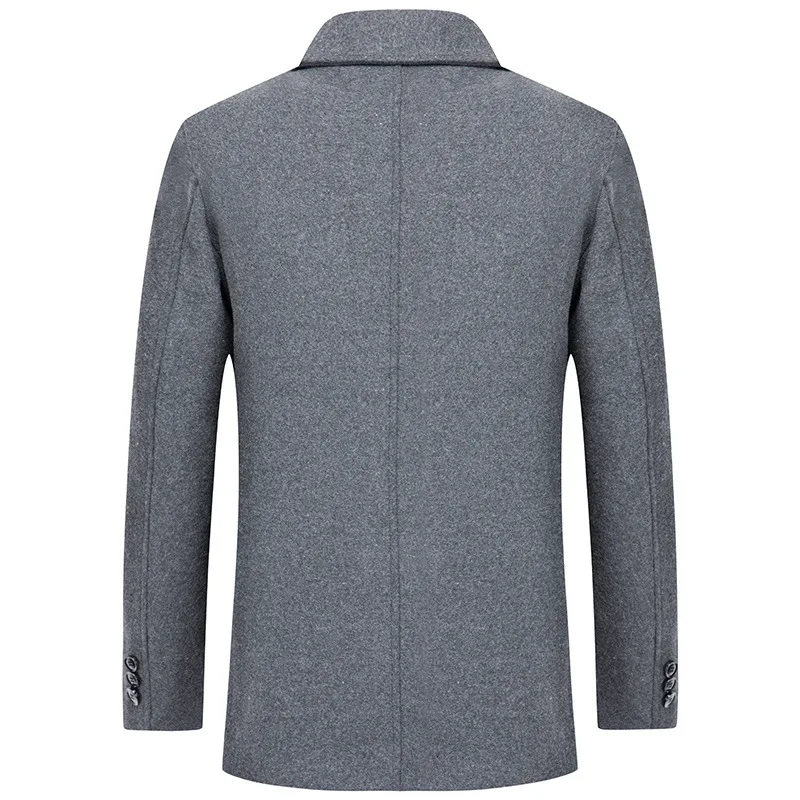 New Mens  Wool Blends Overcoat Single-breasted Winter Warm Coats High Quality Solid Male Business Casual Wool Outewear
