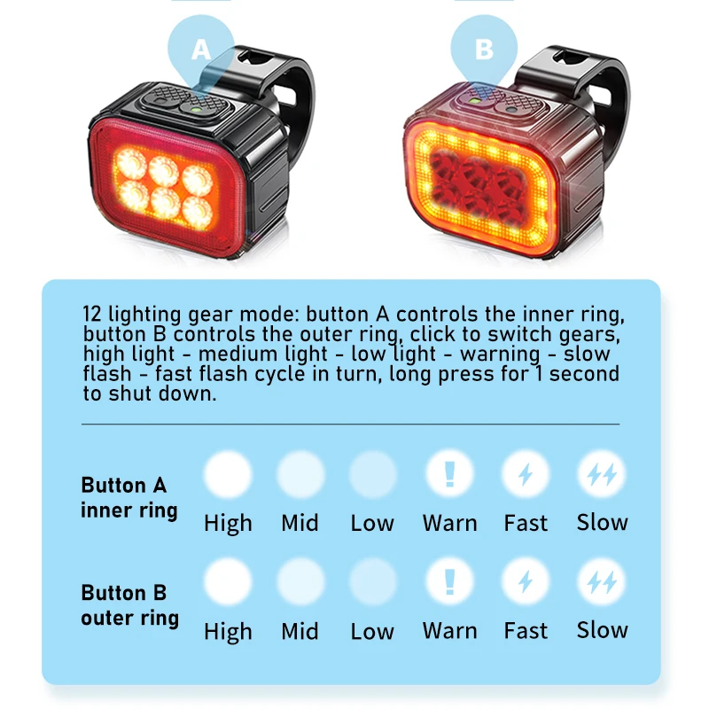 Rechargeable Bicycle Light Road Mountain Bike Taillights Long Endurance Cycling Lamp Waterproof MTB Light Bike Part