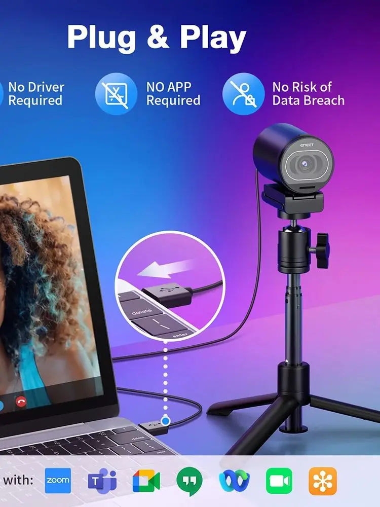 Kamera internetowa 4K EMEET S600 SmartCam ze statywem, kamera USB do komputera/laptopa, autofokus, sensor Sony, 60FPS@1080P, kamera do streamingu. — zdjęcie produktu 7