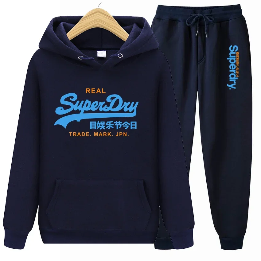 

2024 Europe Superdry Ultimate dry men's and women's hoodie pullover + pants Fall/winter casual sports fashion street pair loose