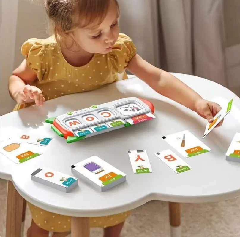 Montessori falando cartão flash máquina de leitura pré-escolar brinquedo educativo bebê sensorial criança alfabeto dispositivo aprendizagem língua