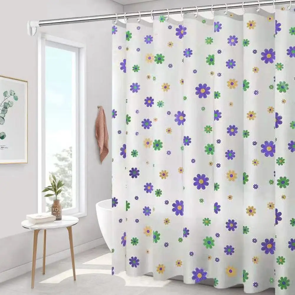 Mildew Proof Shower Curtain with 12 Hook PEVA Waterproof Bathroom Curtain Thickened Extra Long Printed Shower Curtain 180*150cm