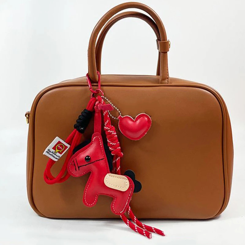 1 Piece Pony Keychain Leather Bag Strap Braided Rope Backpack Pendant Phone Pendant Bag Hanging DIY Decoration Car Key Rings