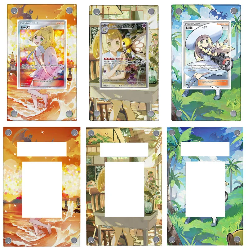 Pokemon Lillie Ribombee Acrylic Extended Painting Stuck Brick Creative Desktop Decorations Game Collection Card Display Stand