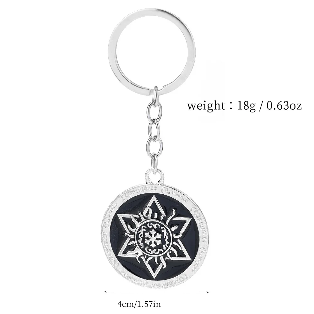 Double Handed Ten Talisman Retro Pendant Pattern Keyring DecorationKeychain with Creative Six Pointed Star Jewelry Accessory