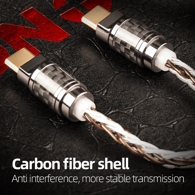 TODN OTG كابل الصوت Hifi كابل يو اس بي نوع C إلى C 5N موصل فضي نقي ألياف الكربون قذيفة HiFi المحمولة DAC مكبر صوت