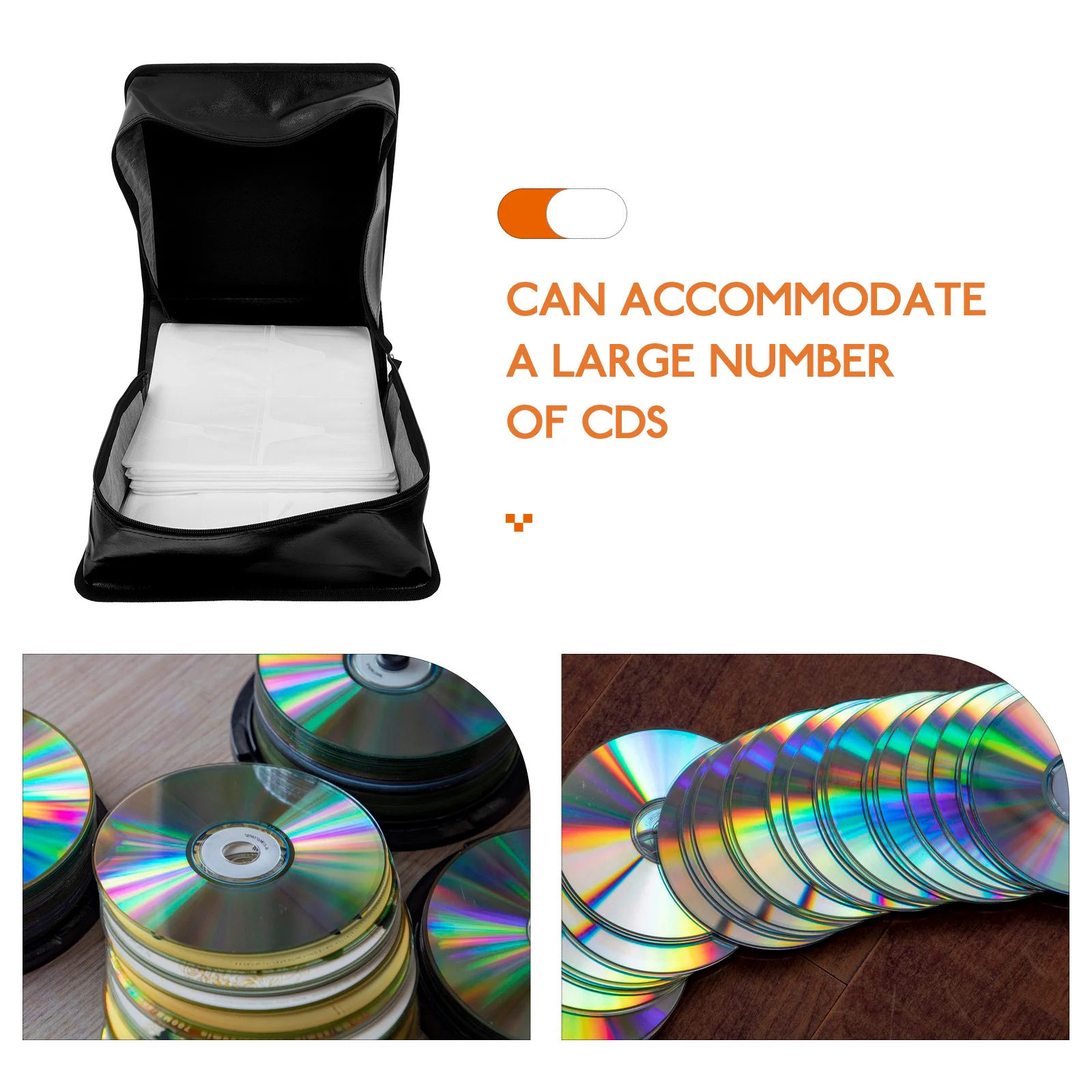 محفظة تخزين Cd Pu سعة كبيرة حامل حافظة DVD مقبض محمول للسفر والمنزل والمكتب قرص Cd أسود