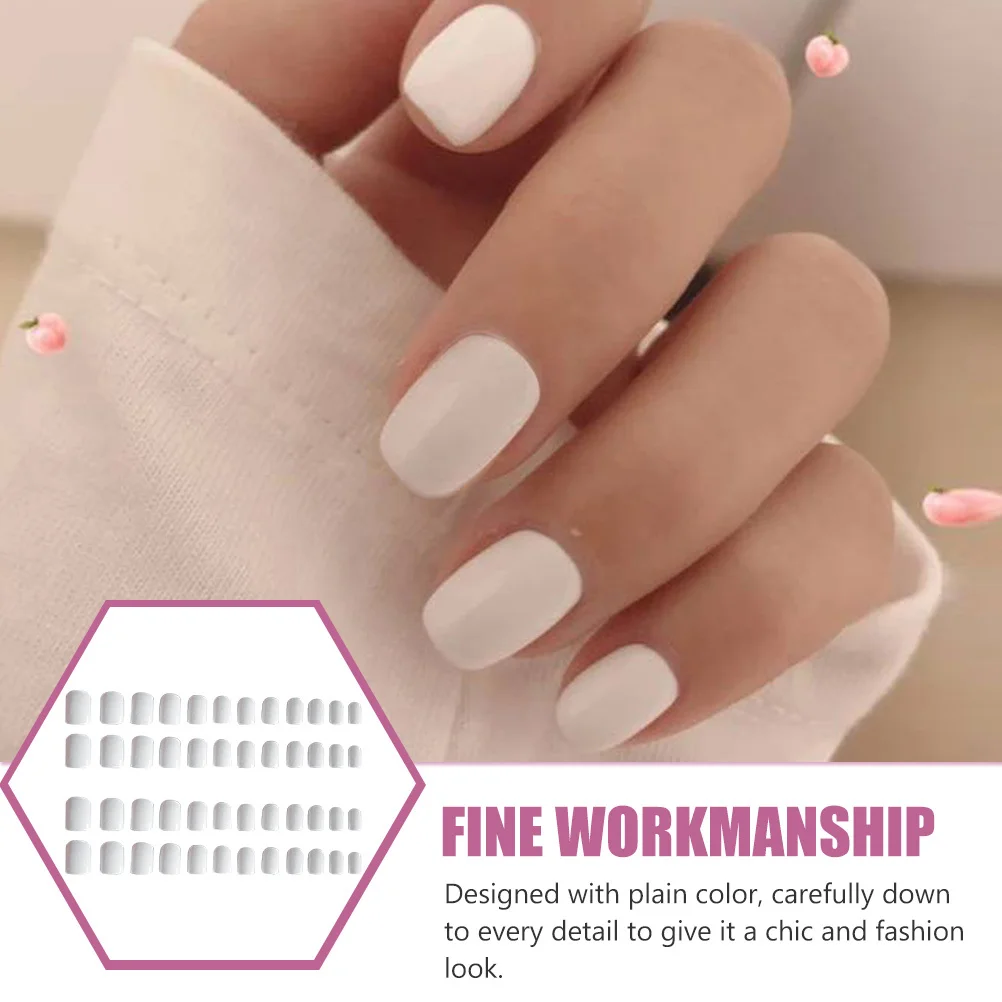 

White False Nail Tips Cartoon Design Wearable Fake Nails For Women Diy Manicure Nail Art Supplies Decorative False Nails