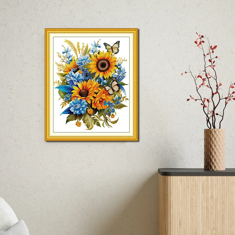 

Joy Sunday Stamped Cross Stitch Kits,11CT Printed Pattern Embroidery Kit DIY Home Decor-Sunflower 5