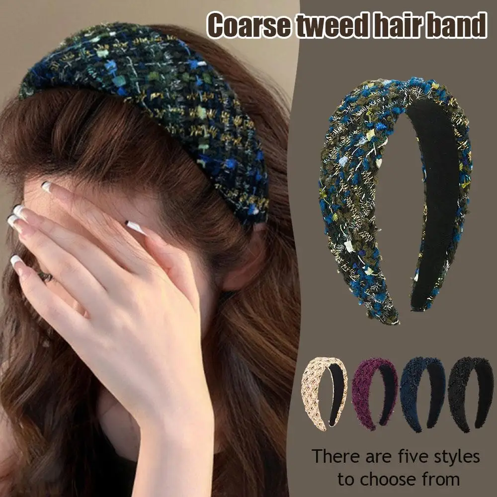 

Fashion Knitted Wool Hair Hoop for women Tweed Headband Hair Accessories Anti Slip Wide-Brimmed Head Hoop Thick Woolen Hairband