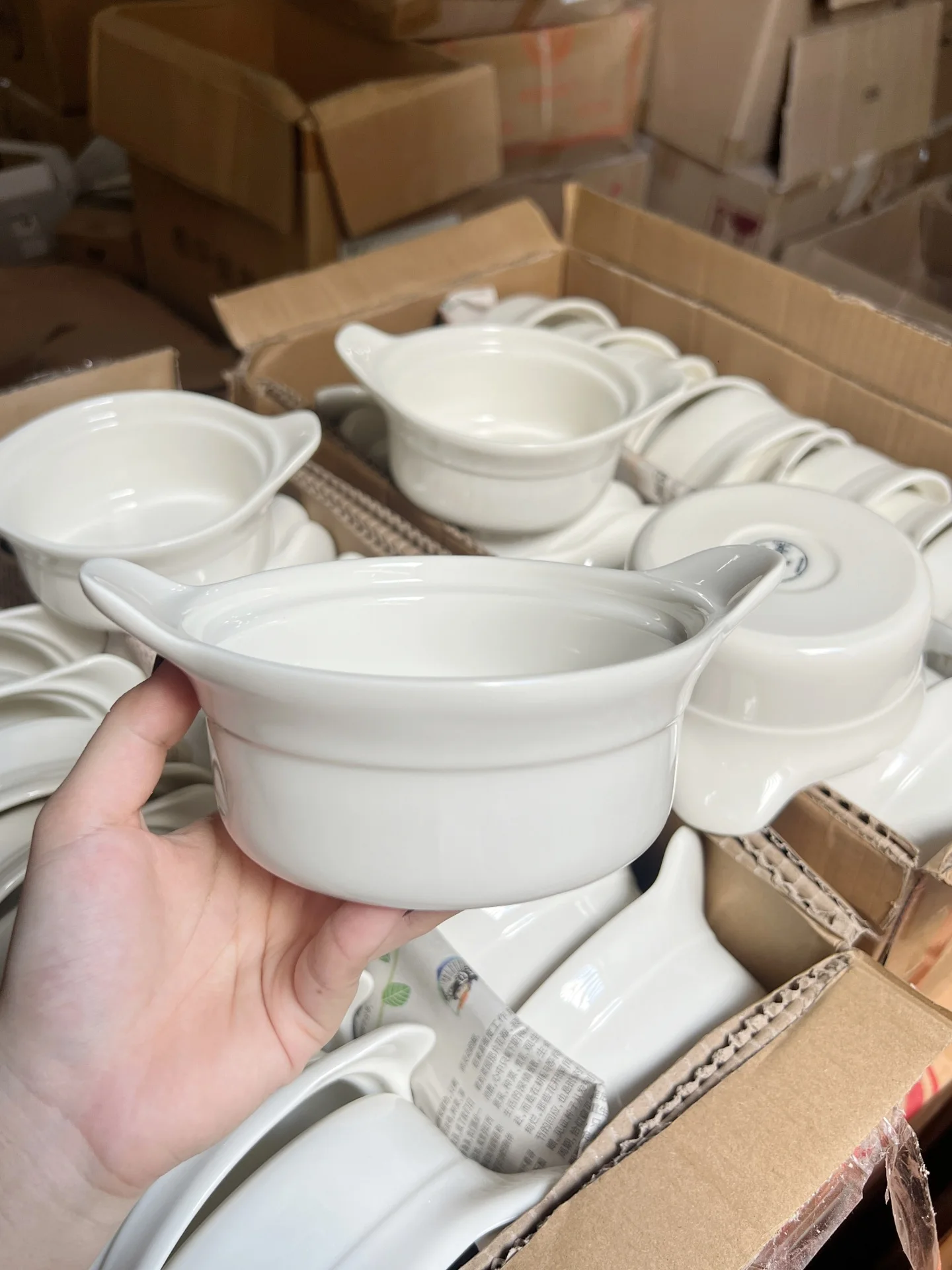 Dehua Rice White Double Ear Steamed Egg Ceramic Children's Supplementary Food Small Soup Bowl Rice Mixing