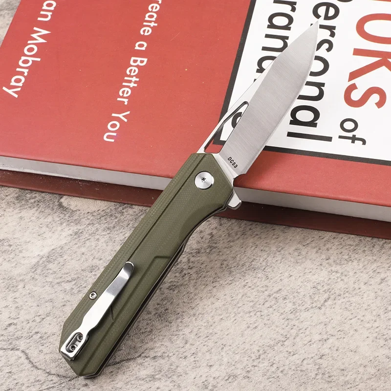 

DC53 Steel 60HRC Sharp Folding Blade Knife Green G10 Handle Anti Slip Handle Survival Knives Hand Tools For Outdoor Camping