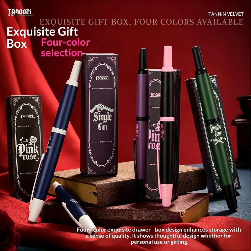 TANOOCI TFC-100 Fountain Pen Guns&Roses Series Metal Retractable Button 0.5 Vintage Gothic Gift Office School Writing Stationery