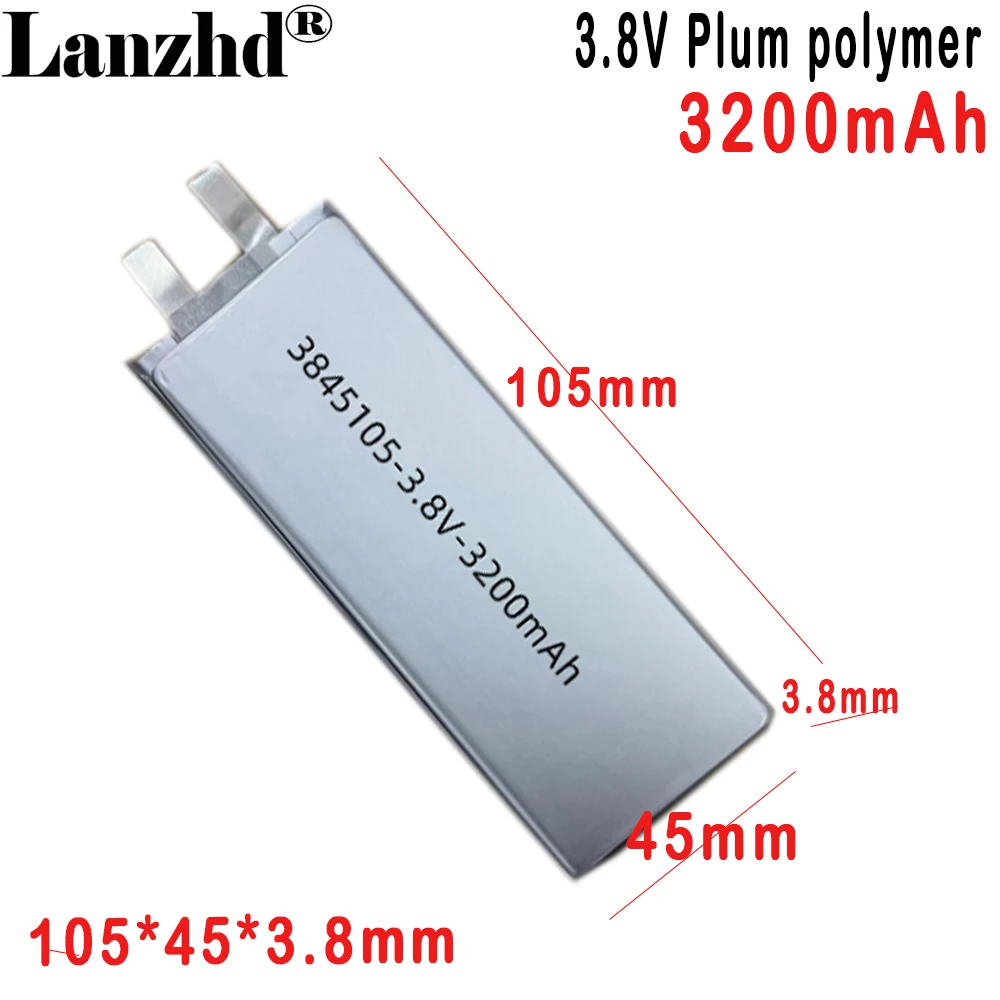 4.35V Li polymer lithium battery 3845105 3200mAh  for laptop fast charging source Tablets mobile power supplies medical devices