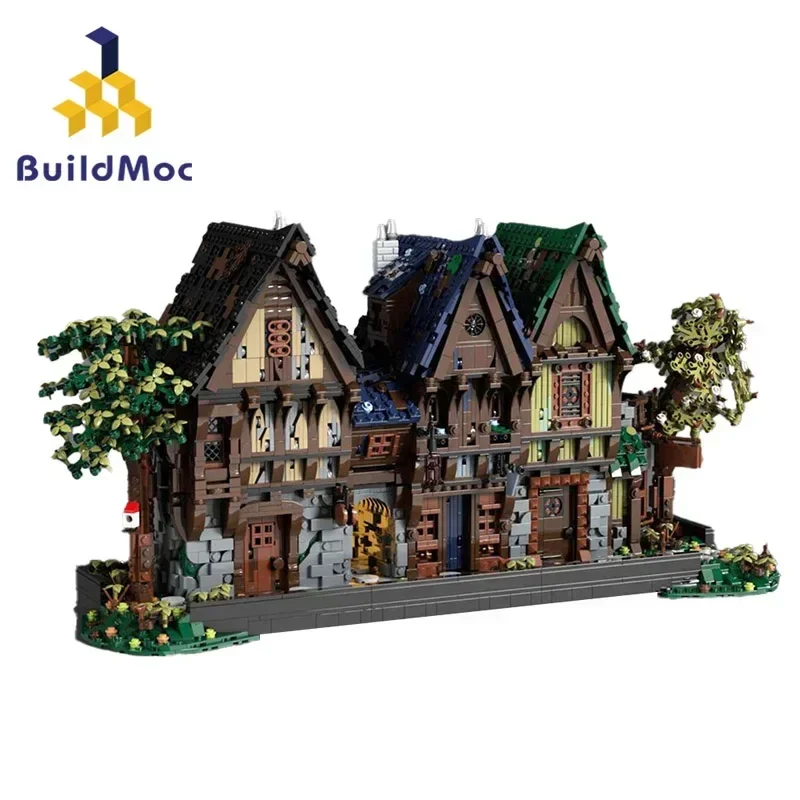 BuildMoc The Medieval Dreamer House Building Blocks Castle Blacksmith Shop Architecture Bricks Toys For Children Birthday Gifts