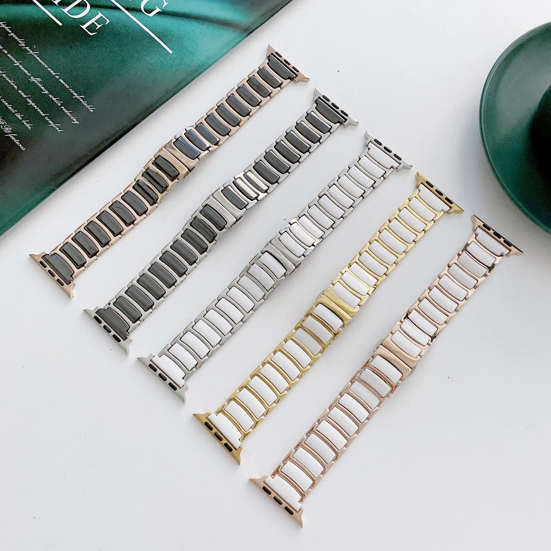 Ceramic Strap for Apple Watch Band 46mm 44mm 40 45mm42mm 41 Stainless Steel Butterfly Bracelet iWatch Serie 10 9 8 7 Ultra2 49mm