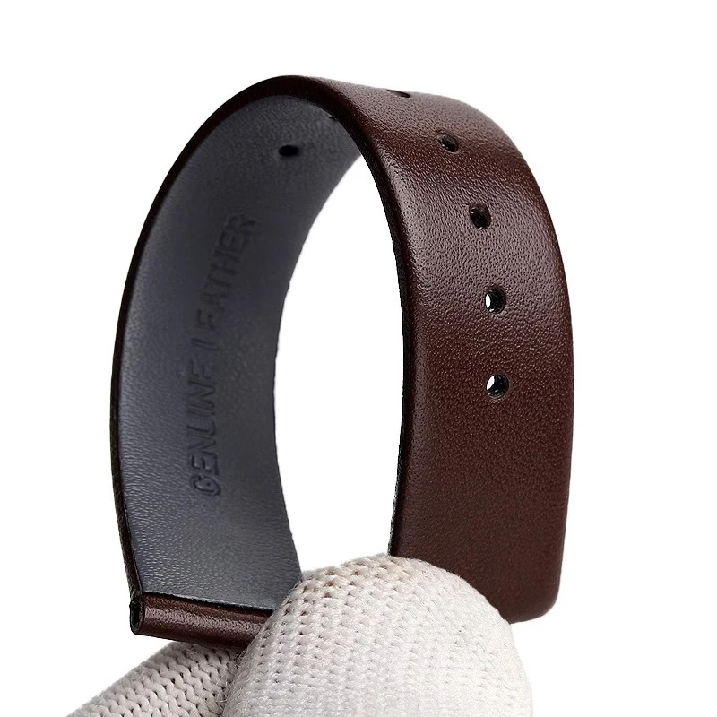 For German Blue stainless steel strap LANZOOM Black Knight mosel13 mosel14 genuine leather watch strap men wristband 20mm