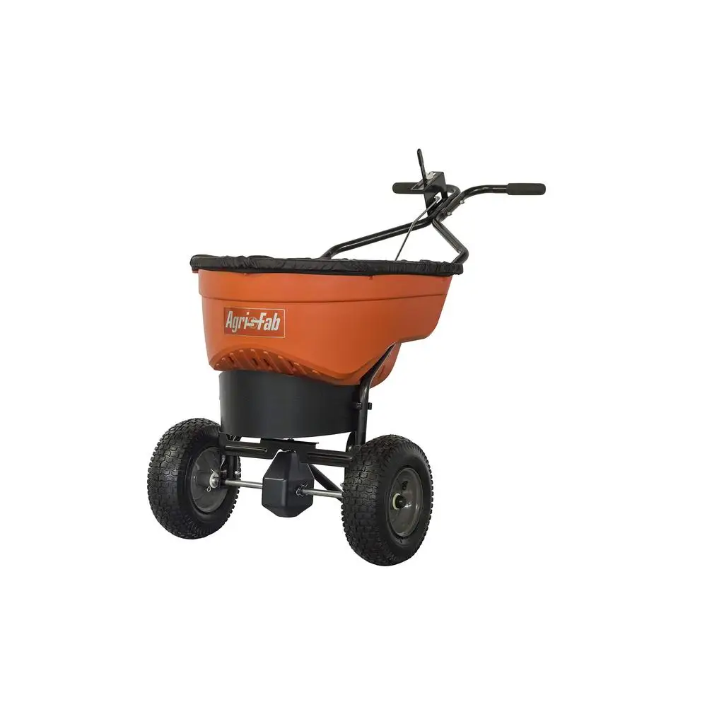 130 lb. Commercial Push Spreader with 1/2 Acre Capacity and Turf Tread Tires Ideal Rock Salt and Ice Melt Application Steel