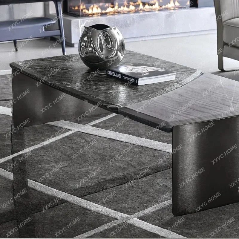 minimalist villa living room premium square marble coffee table