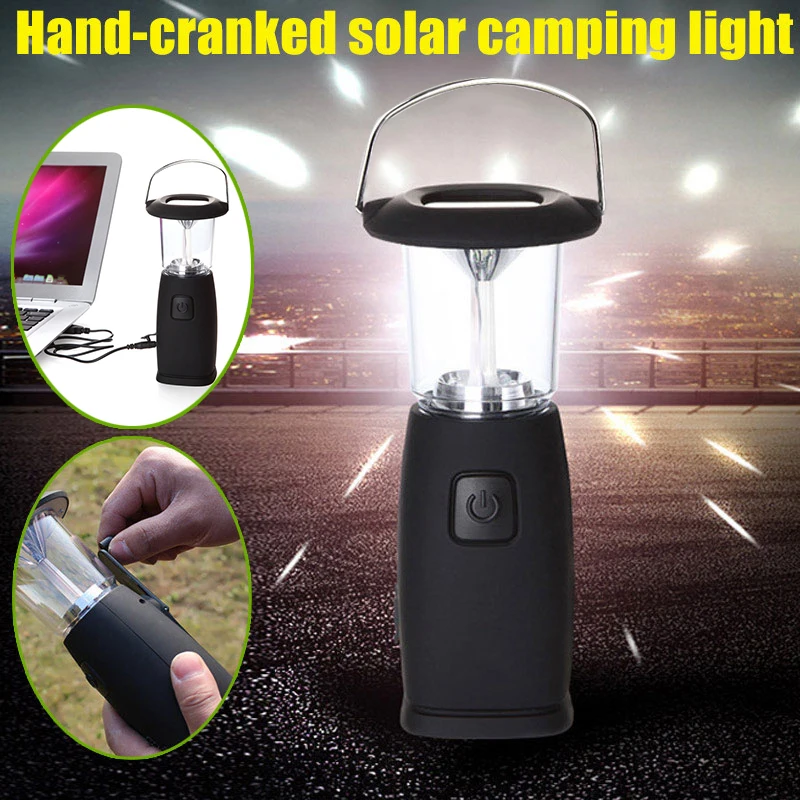 Tent Lanterns For Camping Solar Rechargeable Camping Lamp Outdoor Tent Light With 2 Modes Lightweight Solar Hand Crank Charging