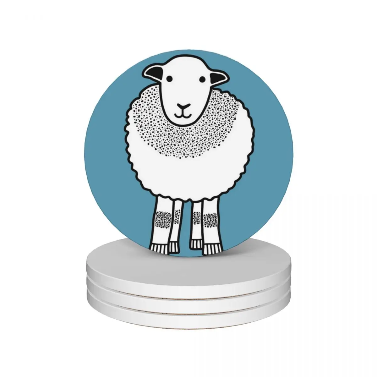 Lake District Herdwick Sheep Ceramic Coasters (Set of 4) eat table Cup for tea holder slate Coasters