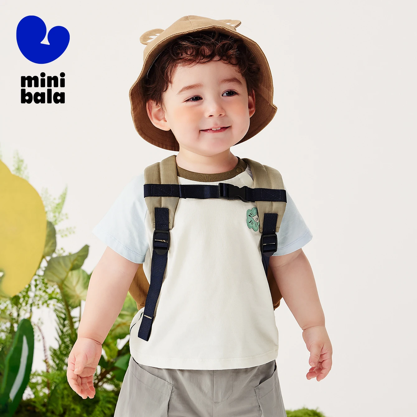 

Mini Bala Boys and Girls Anti-Deformation Color Block Cute Short Sleeve 2025 Summer Pure Cotton Skin-Friendly T-Shirt