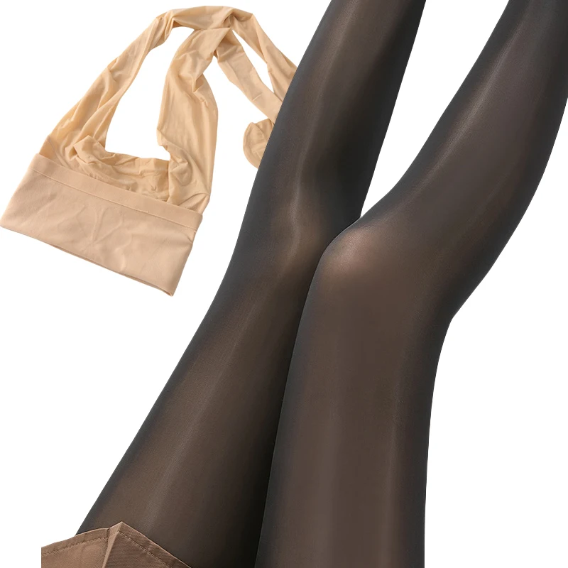 Women's Summer 360 Seamless Silky Shiny Tights Shiny Nylons Gloss Sheer Tights High Waist Control Top Pantyhose Oiled Shimmery