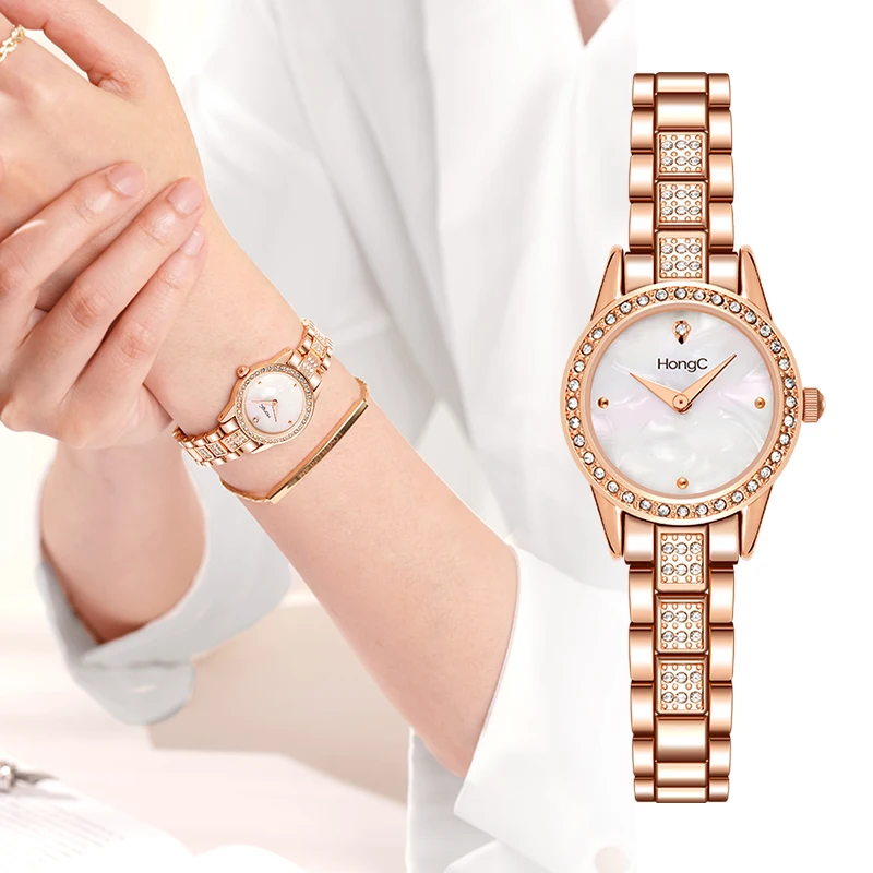 New women's watch fashion diamond-studded small watch ladies watch mother-of-pearl waterproof steel strap bracelet women's watch