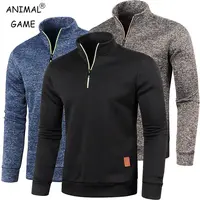 Sudaderas con media cremallera para hombre, jersey de manga larga de Color sólido, ropa de calle con cuello alto, chaqueta cálida de invierno, abrigos deportivos, otoño