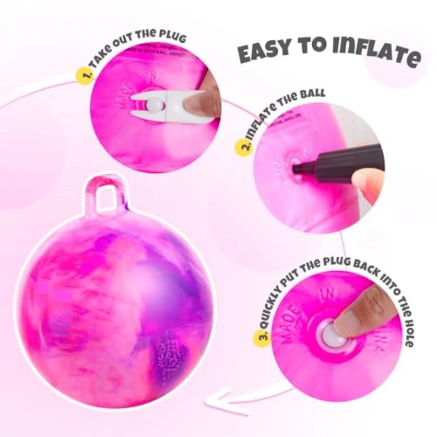 الراكب العلوي 6 قطعة كرة هوبر للأعمار 3-6 18 بوصة كرة نطاطة قابلة للنفخ مع مقبض متعة داخلي في الهواء الطلق كذاب القفز هوبي #6