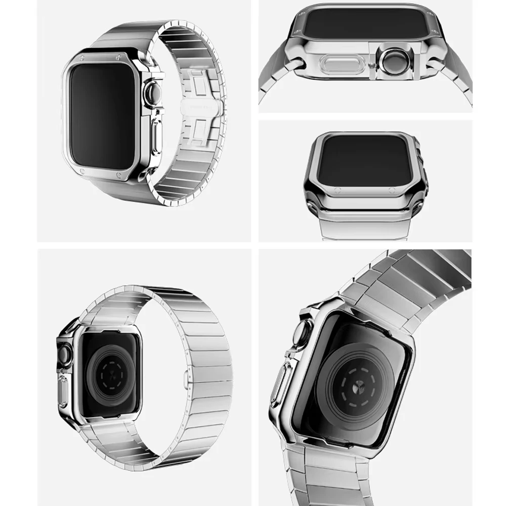 2in 1ケースとストラップ,Apple Watch ultra 2バンド用,49mm, 46mm, 45mm, 44mm,iwatchシリーズ10,9,8,7 tpuソフトシェル
