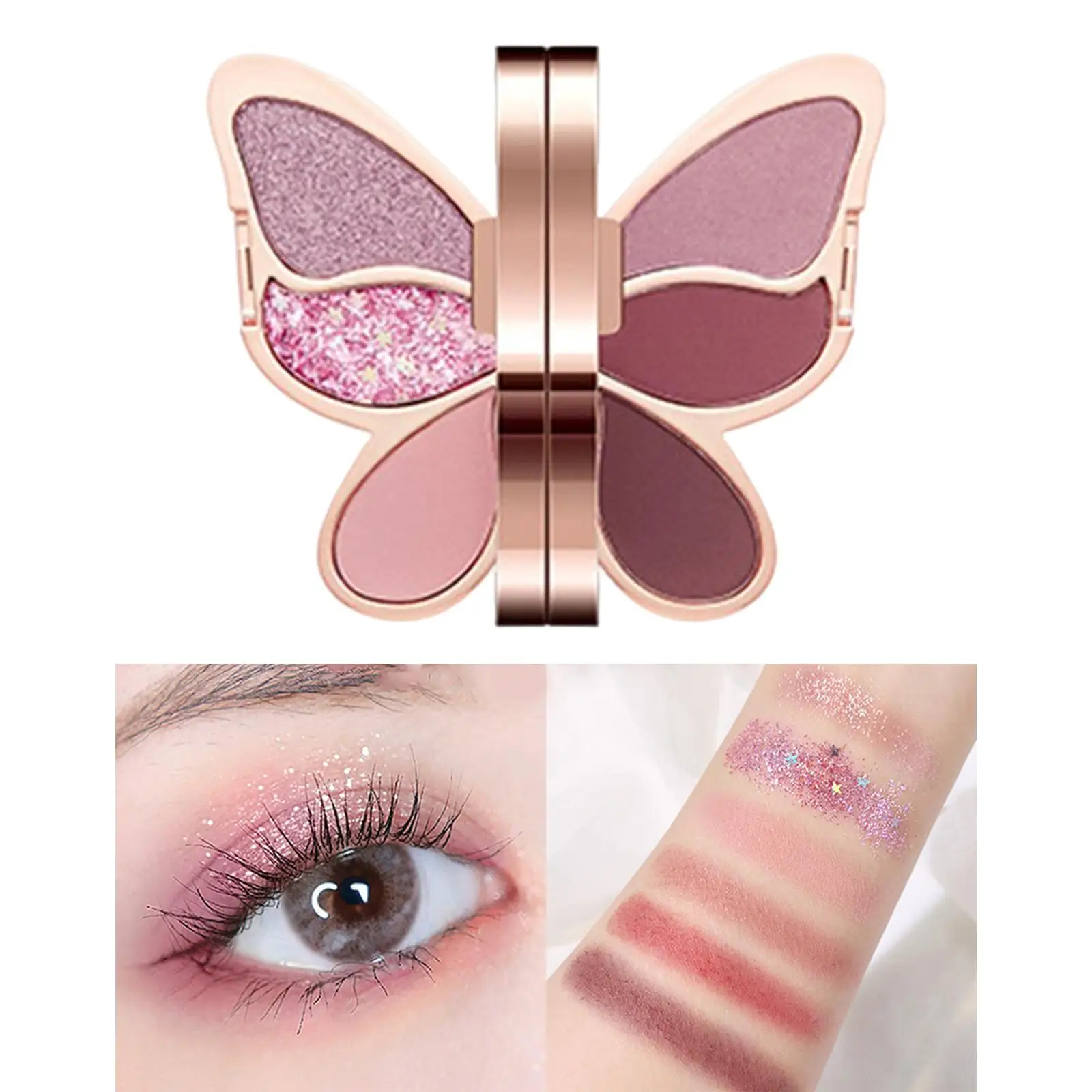 Portable 6 Color Butterfly Eyeshadow Palette Shimmer Matte for Mother Wife