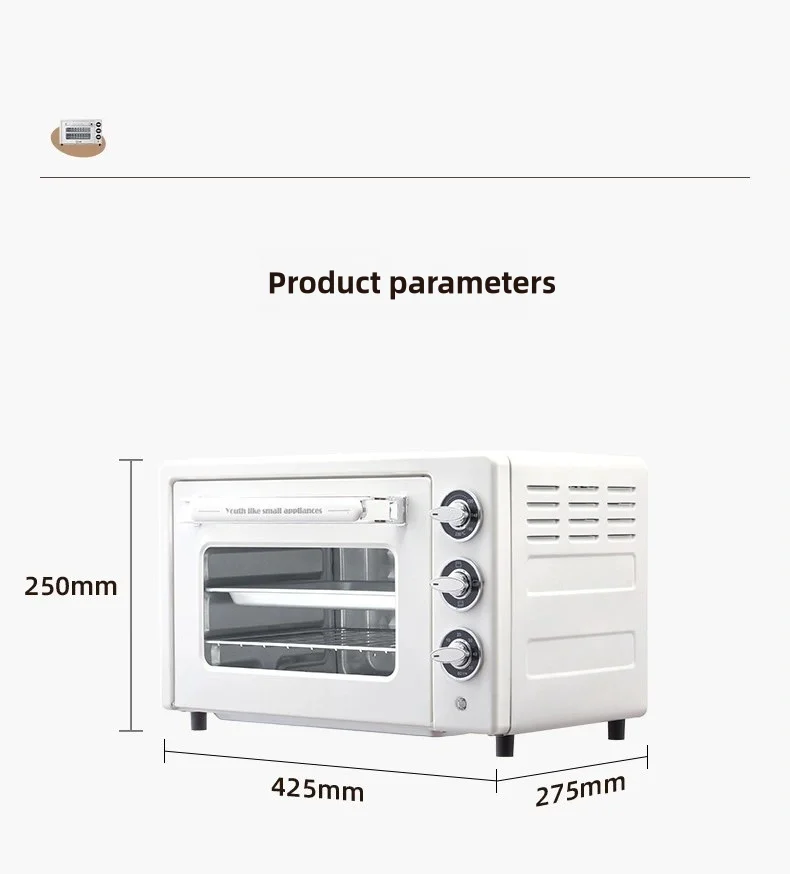 Mini Electric Toaster Oven with Bake and Toast Functions Household and Hotel Use US Plug Metal Housing for Cars