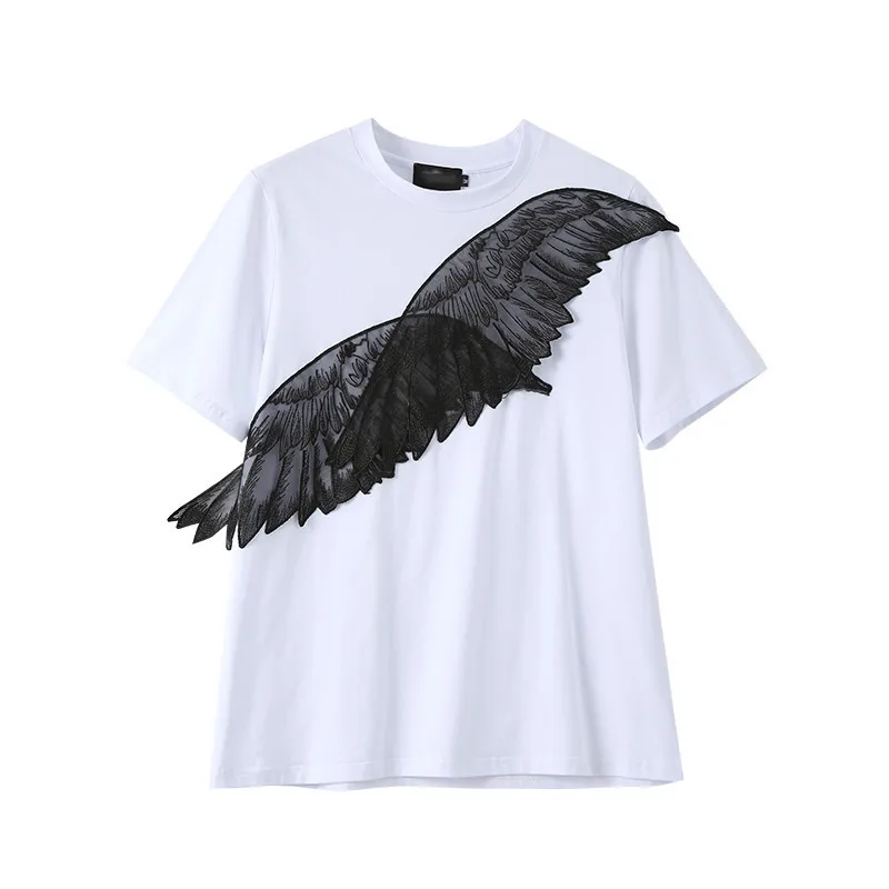 

Отравшая женская футболка Trendy Street Sle ort Sve round Ne Cotton 00% Вышитая лоскутная весенняя коллекция