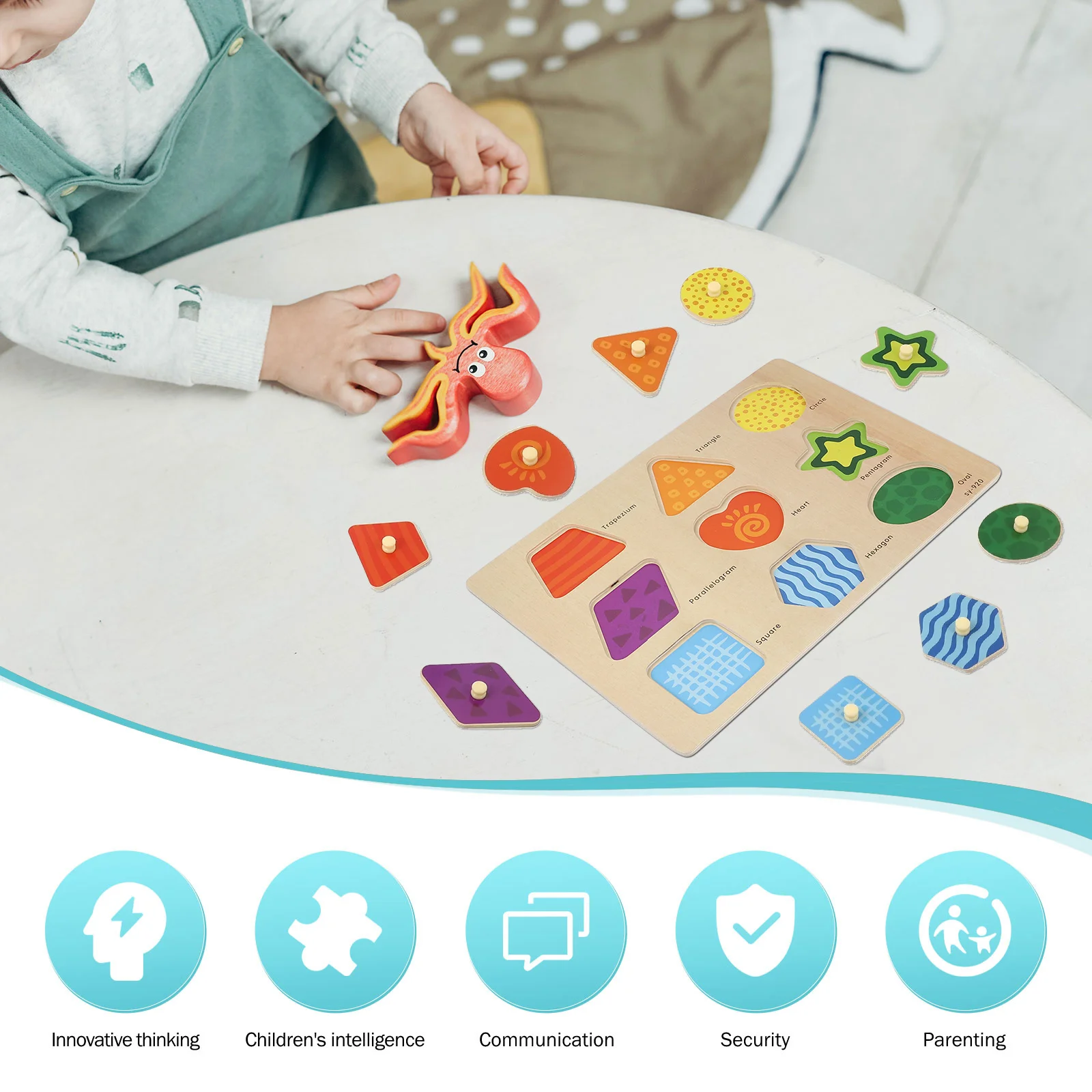 

1 Set Wooden Puzzle Board Cartoon Jigsaw For Kids Matching Game Educational Portable Learning Shape Color Recognition Puzzle