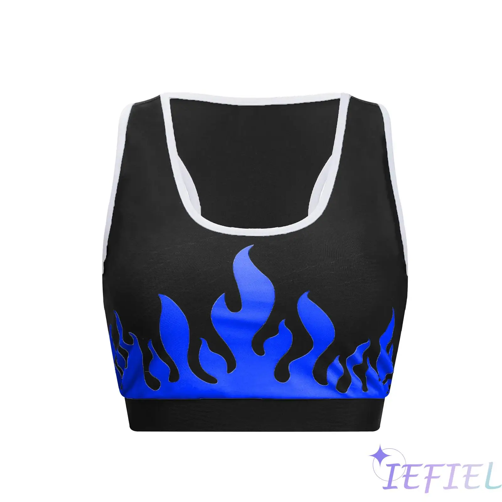 

Womens Dynamic Flame Print Sports Vest with Removable Padding And Color Block Design Tank Top for Yoga High Intensity Workouts