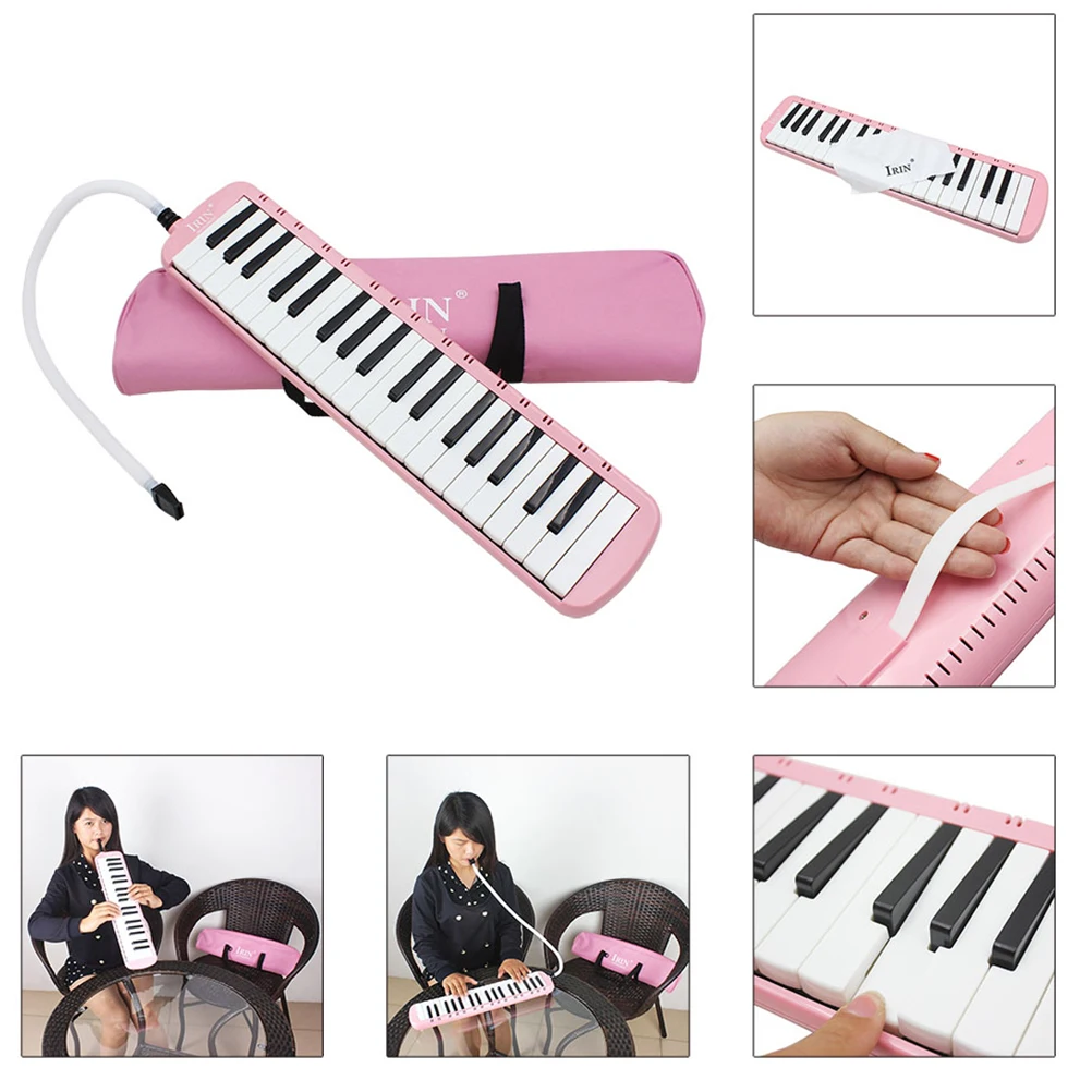 

37 Key Melodica Instrument Pianica Keyboard Organ Lightweight Handheld Playable Music Toy with Bag Pink Soft Storage Case