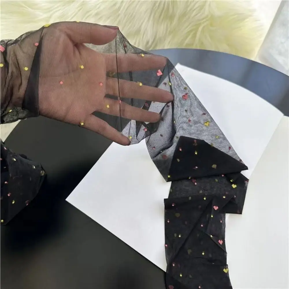 2Pcs Casual Transparent Heart Long Tights Ultra-thin Lolita JK Style Colorful Dot Stockings Harajuku Nylon Mesh Pantyhose Summer