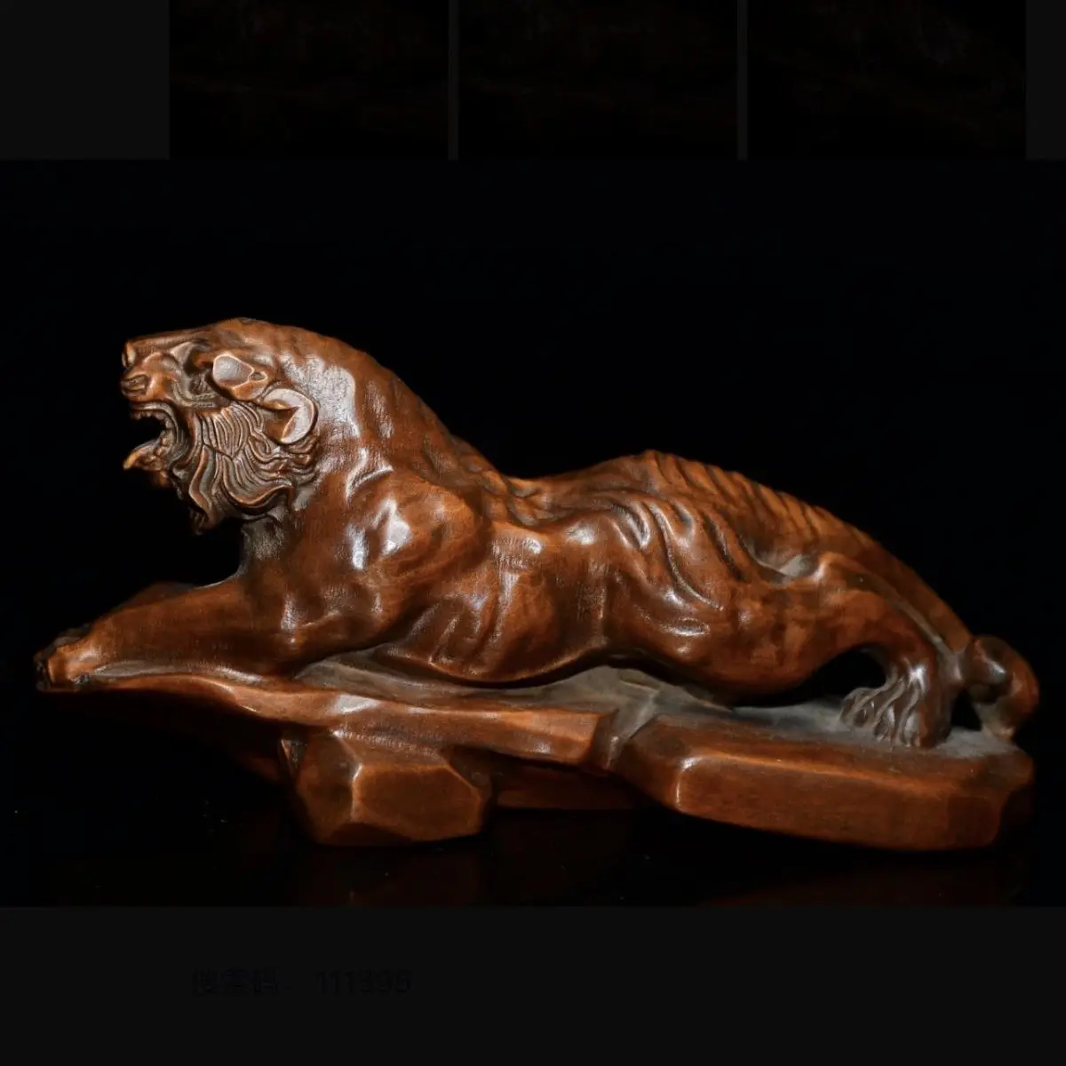Hand Carved Wood Mountain tiger Statue Figurine Desktop Ornaments Home Decoration