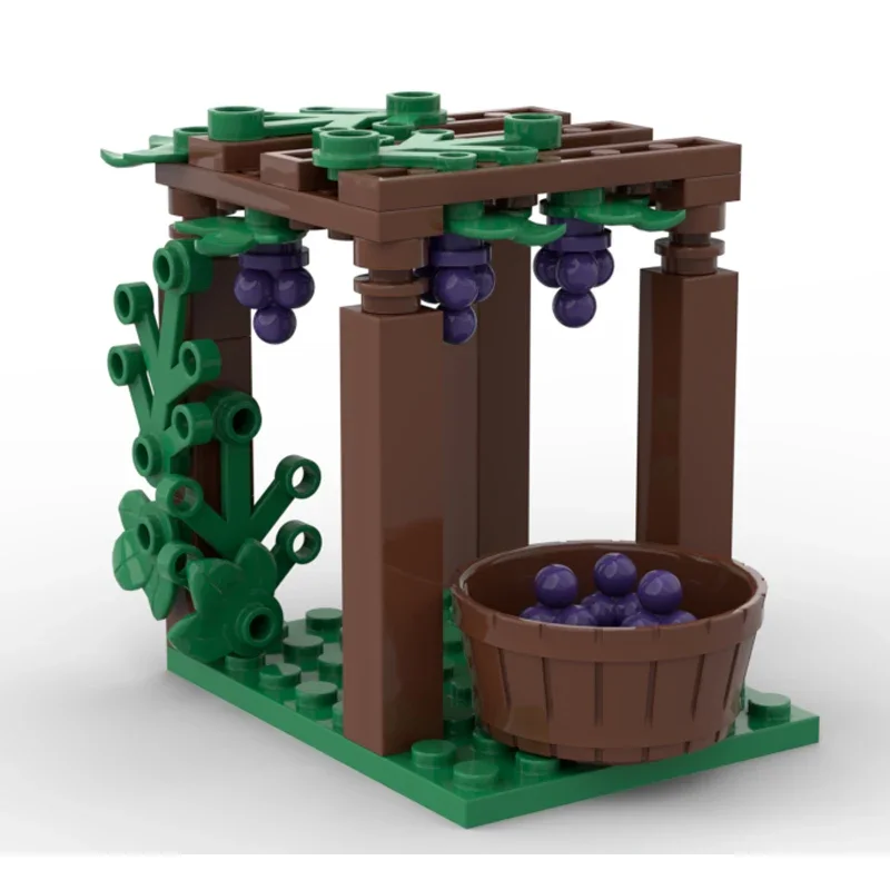 Grape Trellis Plant Tree City Bricks MOC Creative Assemble Colorful Pine with BasePlate Plants Model Building Blocks Tree Toys