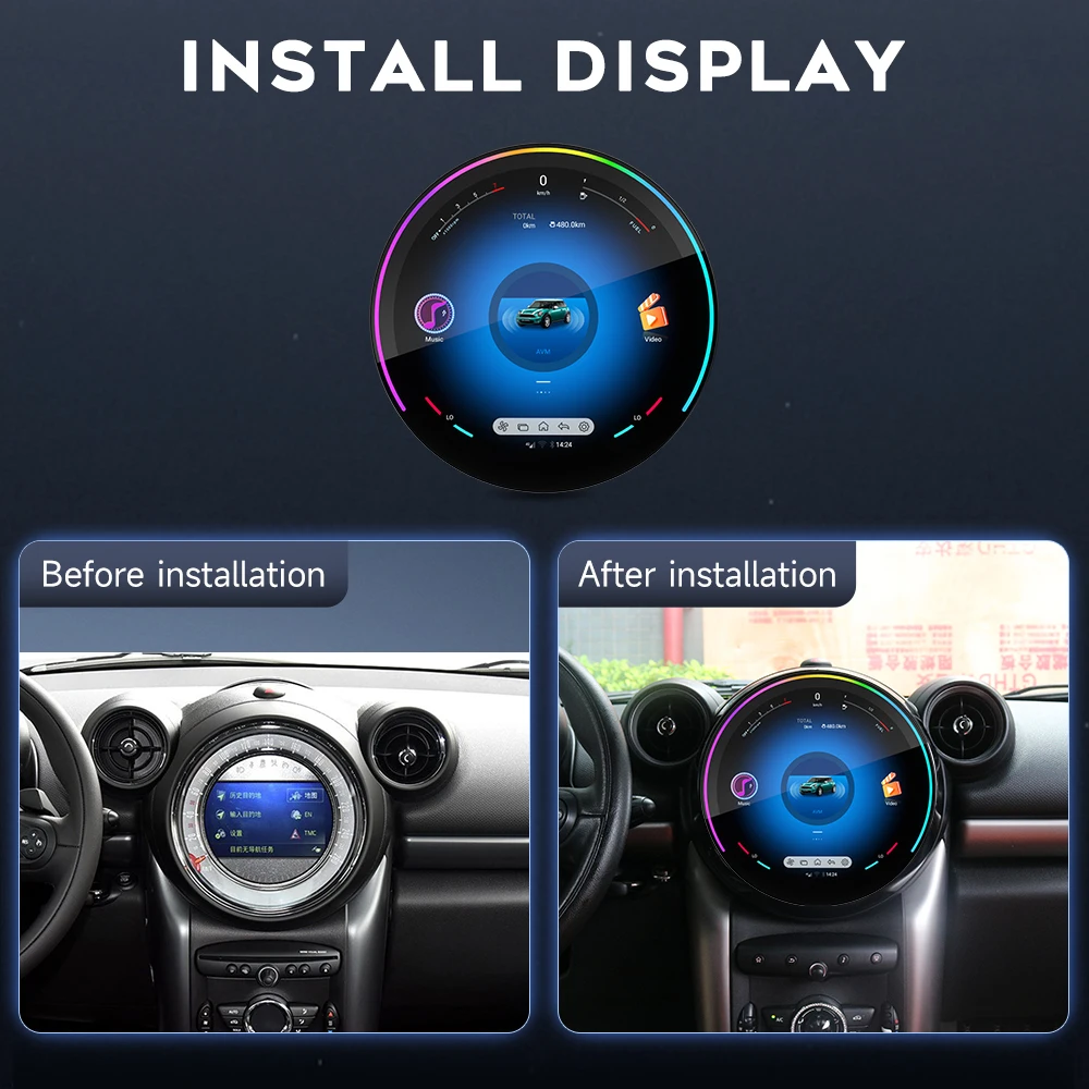 11.8 Inch Touch Screen Android 14 Carplay Android Screen for BMW Mini R60