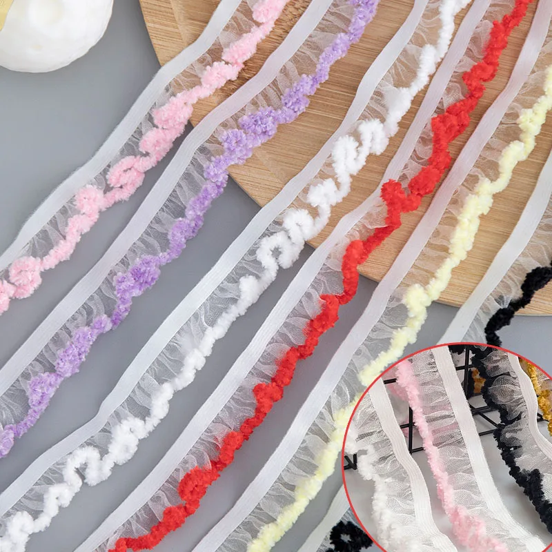 2–10 Meter elastisches Rüschen-Spitzenband mit plissiertem Rand, Organza-Chiffon-Garn, Stoffband zum Nähen, Basteln, für Kleidung und Bastelbedarf
