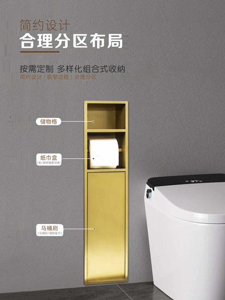 2025 صندوق مناديل مدمج خزانة حائط المرحاض الفولاذ المقاوم للصدأ المرحاض خزانة جانبية جدار مخفي المرحاض مع كرتونة الباب