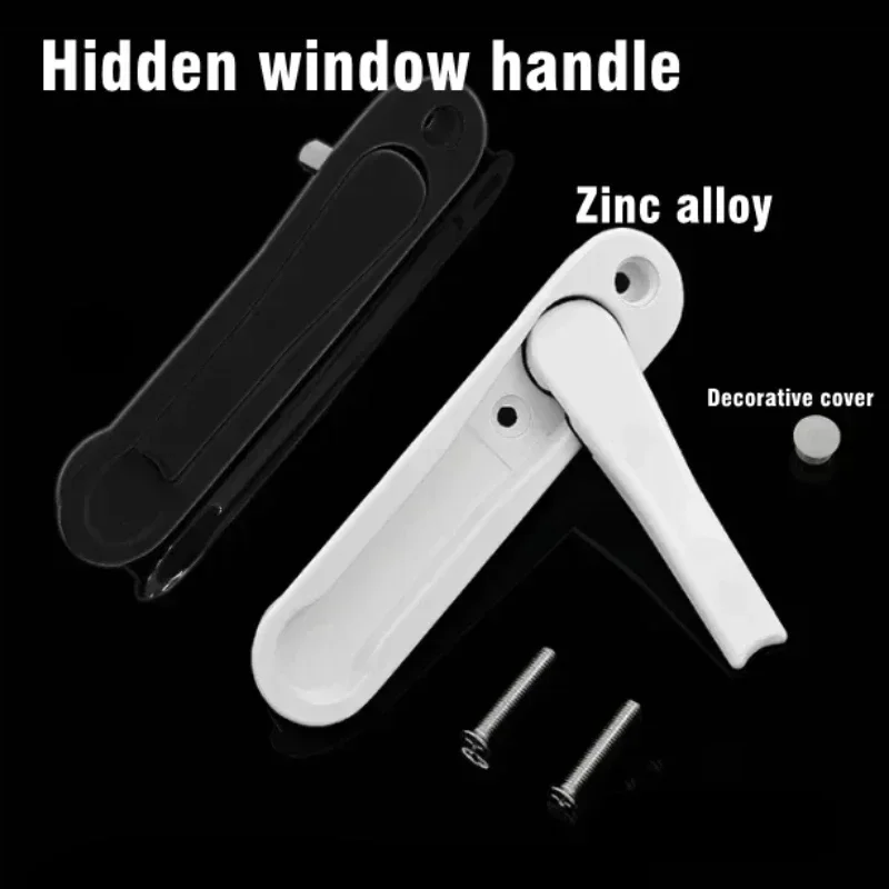 1pcs White/Black Zinc Alloy Hidden Window Handle  Hardware Accessories Screen handle with screws