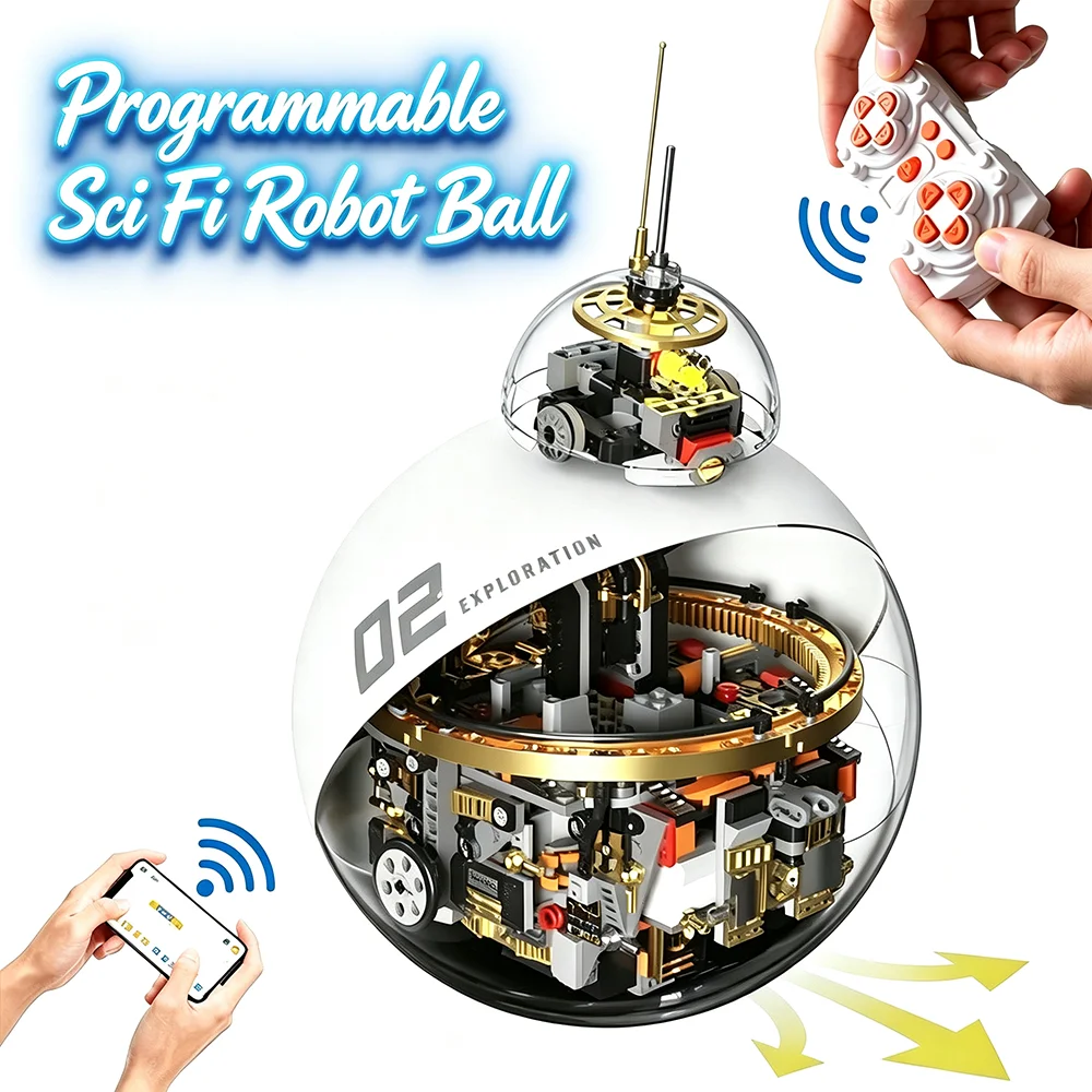 Programmable Sci Fi Robot Ball Remote Control Dynamic 761pieces Building Blocks Assembly Smart Electronic Toy Creative Tech Gift