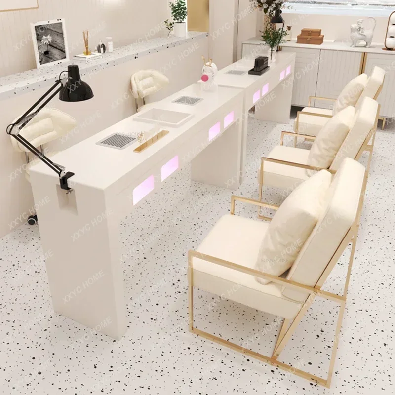 

Designer New Nail Tables Creative Salon Furniture Beauty Salon Table Embedded Vacuum Cleaner Home Manicure Table and Chair Set