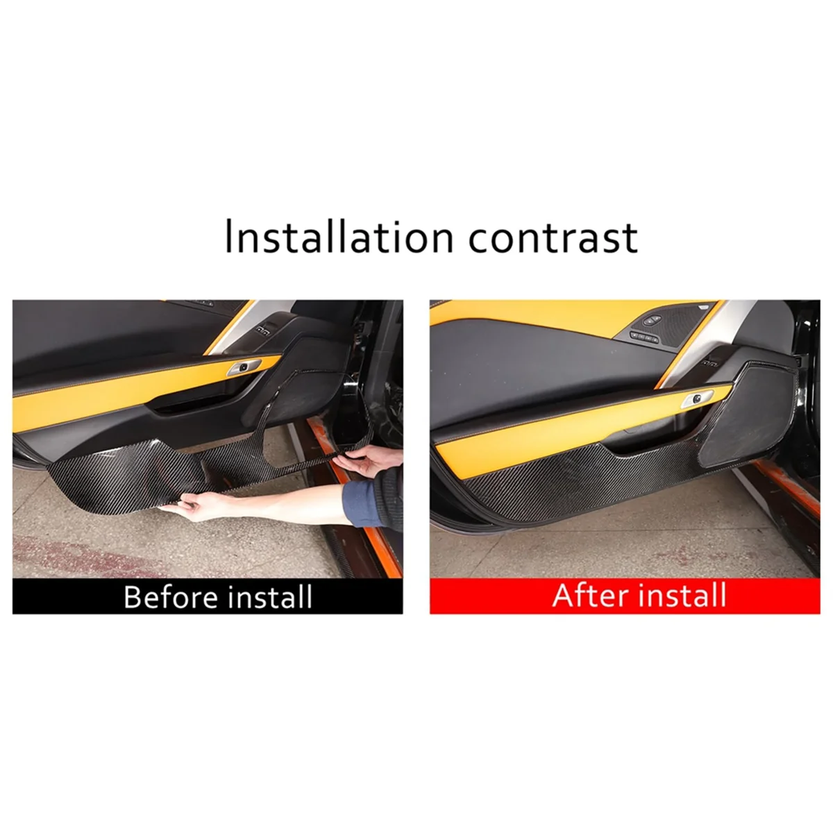

Firmly For Corvette C7 2014-2019 Soft Carbon Fiber Car Door Anti Kick Mat Sticker Trim Door Panel Protection Accessories