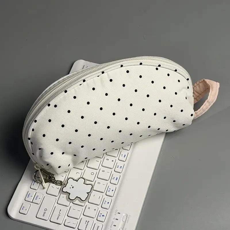 Federmäppchen mit gepunktetem Design, großes Fassungsvermögen, weiche Stifttasche, Schreibwarenbeutel, Schreibwaren-Organizer für den Schulanfang – Detail 4