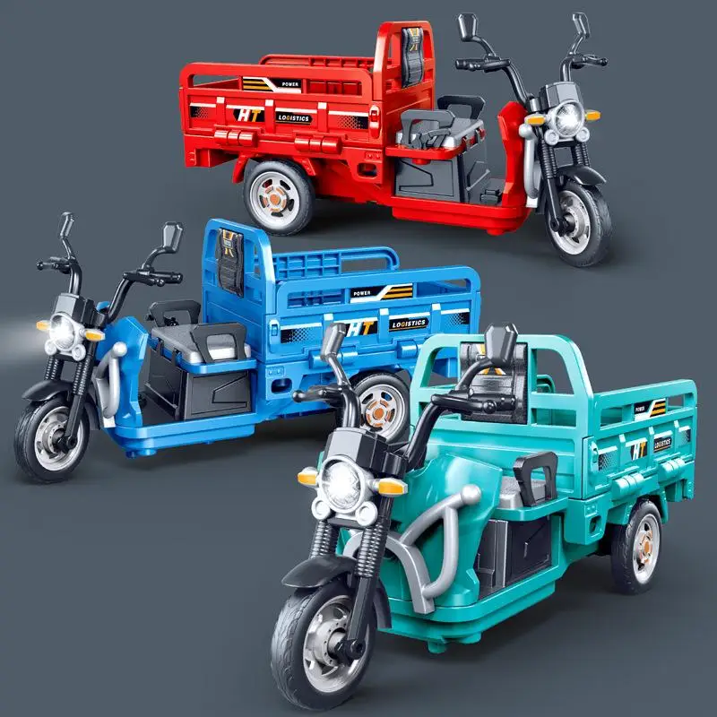 Light Sound Pull Back Moto Toy 1Pcs Tricycle Three Wheeler Car Toy for Boys Girls Casual Daily Play