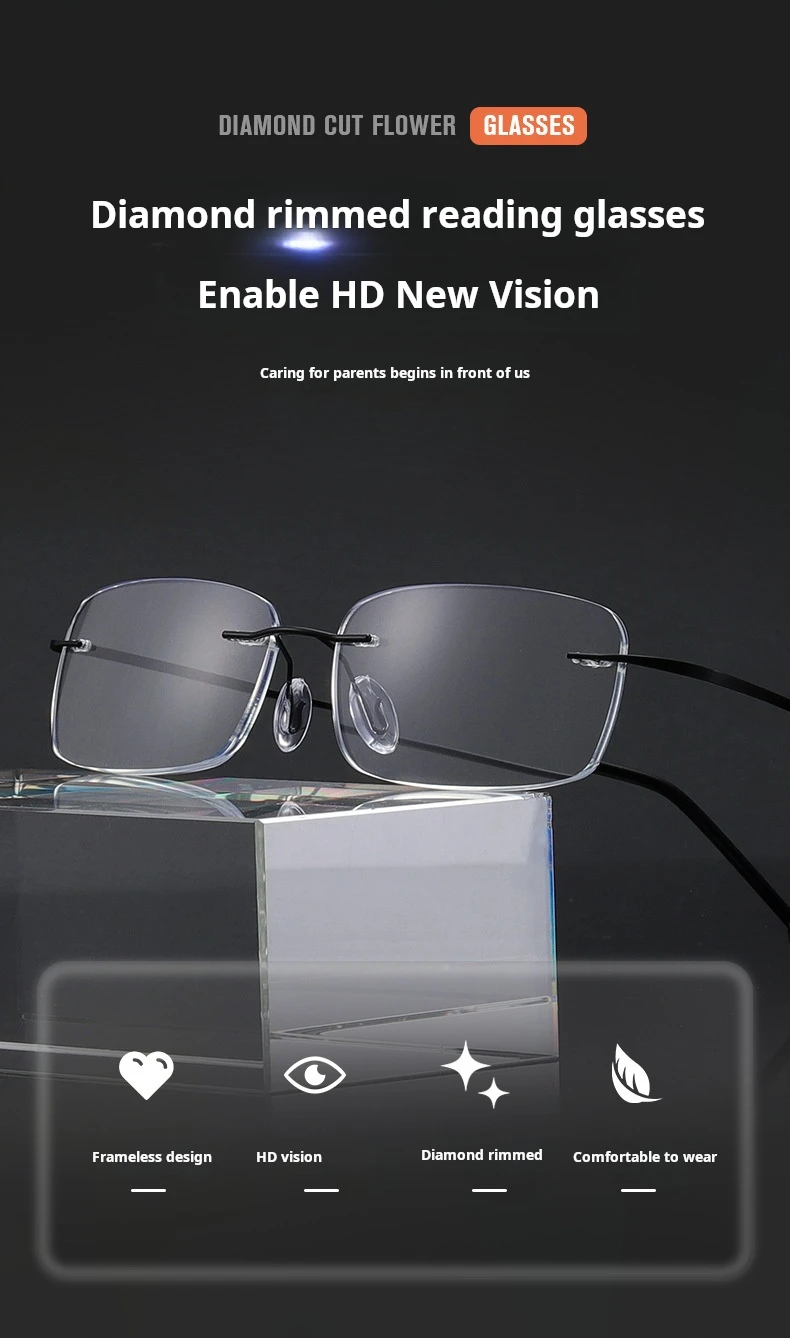 Neue Titan-Lesebrille für Männer und Frauen Klassische Rahmenlose Gleitsichtbrille Ultraleichte Anti-Blaulicht Weitsichtbrille – Detail 1